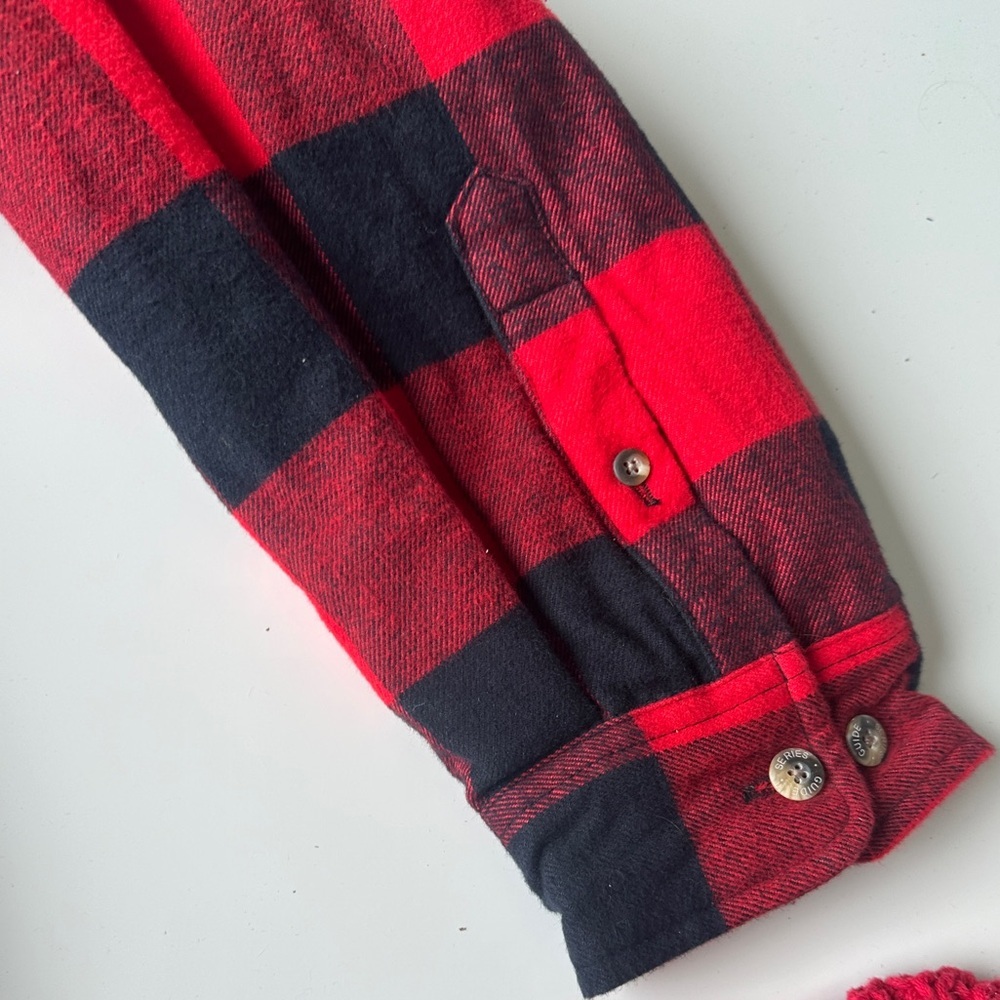 Vintage Gander Mountain Men’s 3XL Red Black Plaid Lined Flannel Jacket Outdoor - Picture 6 of 6